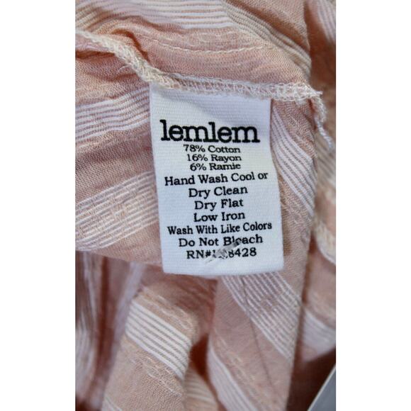 Lem Lem Striped V Neck Blouse Pink Cotton Size Small - Picture 12 of 13